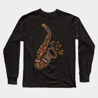 Saxophone Retro Shapes Long Sleeve T-Shirt